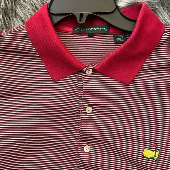 VNT Augusta National Masters  Pima  Cotton Striped  polo Size L - Picture 1 of 9